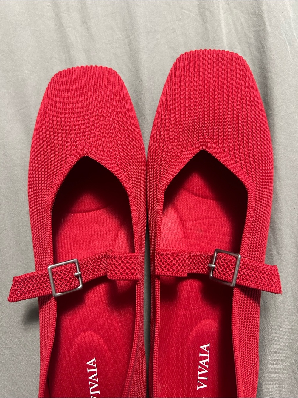 Vivaia Square Toe Margot Mary Jane Flats Red Womens Size 10 - Picture 7 of 7